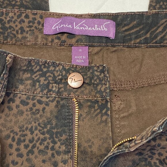 Gloria Vanderbilt Sadie Vintage Animal Hide Print Skinny Denim Jeans Brown 14 - Picture 11 of 13